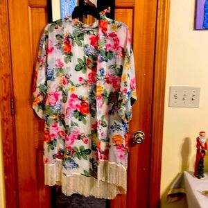 Big bahoo shear flower fringe coverup